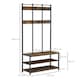image 5 of HOMCOM Coat Rack Stand, Free Standing Hall Tree, Coat Stand with Hooks, Bench and Shoe Rack, 100cm x 38.5cm x 185.5cm, Industrial Style, Rustic Brown and Black