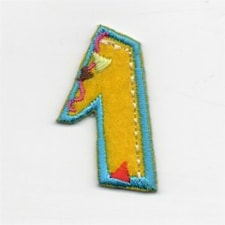 Assorted Colours: Number 1 Number Patch Motif for Dressmaking - each