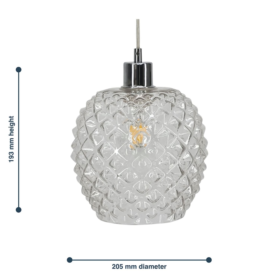 image 1 of Set of 2 Baine - Clear Textured Glass Easy Fit Pendant Shades | Clear | Medium | 2