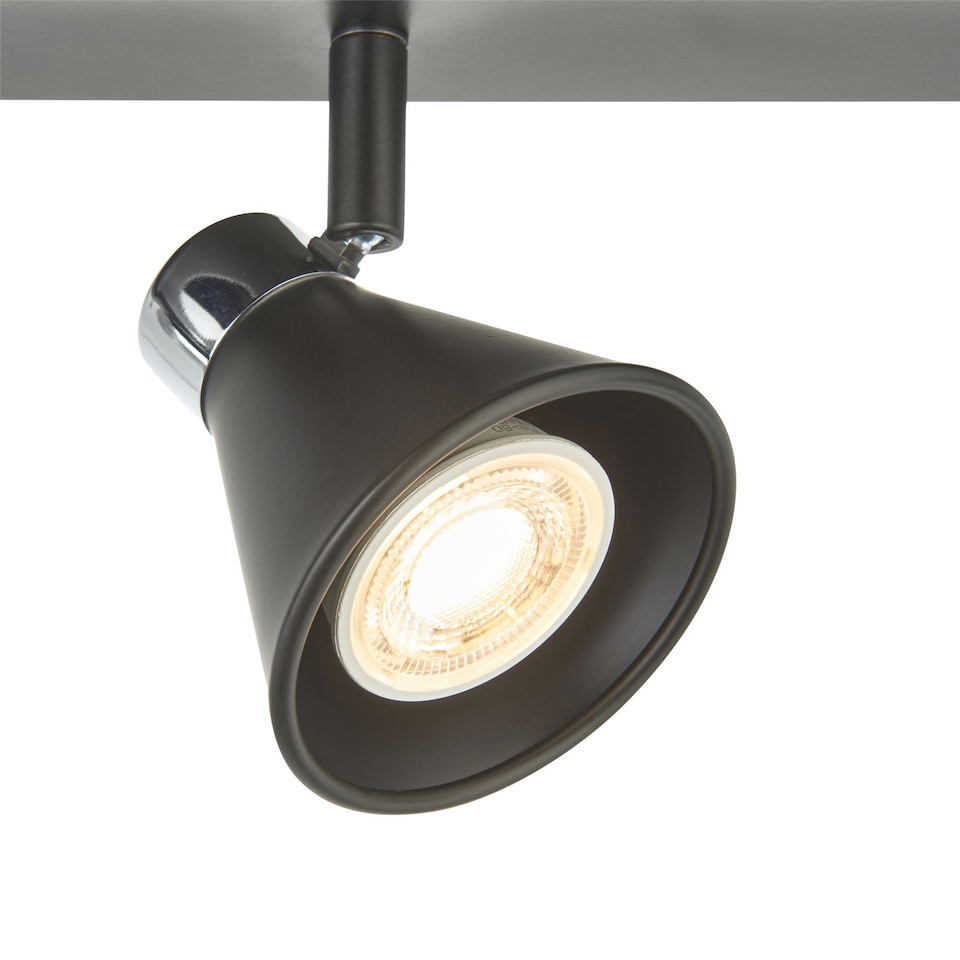 image 1 of Burton - Matt Black & Chrome Detail 4 Way Adjustable Ceiling Spotlight