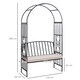 image 3 of Outsunny Garden Metal Arch Bench, Outdoor Furniture Chair with Cushion Outdoor Patio Rose Trellis Arbour Pergola, for Climbing Plant 114L x 60W x 206H cm