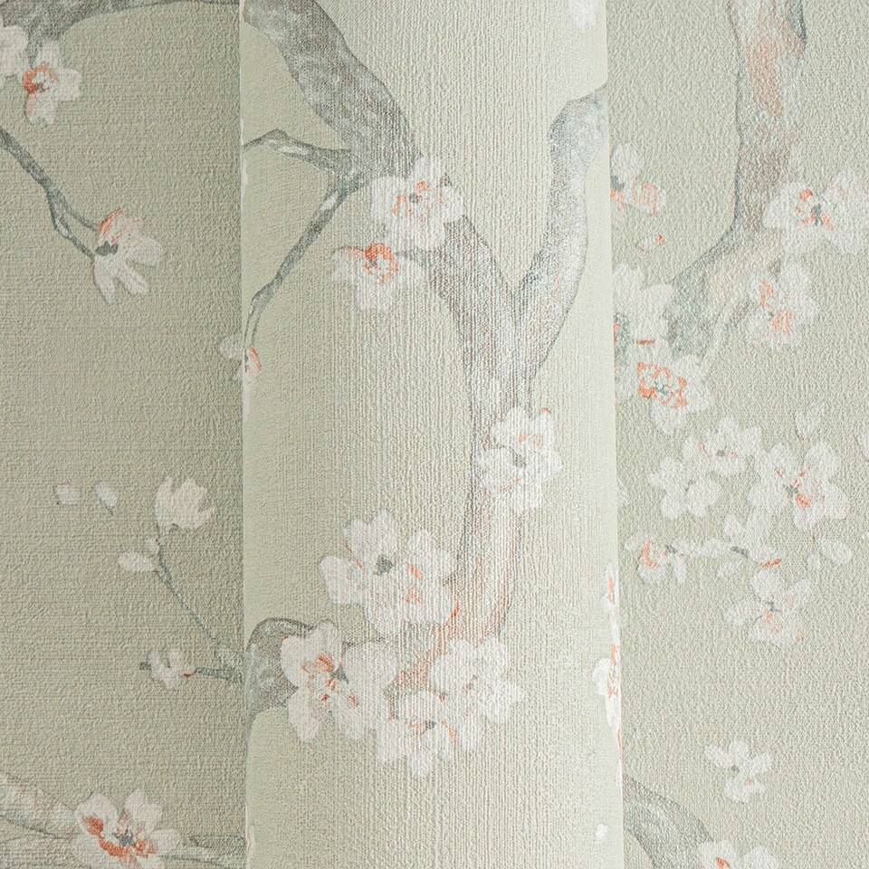 image 1 of Oriental Blossom Wallpaper in Sage Green | Green | Sage Green | 53cm x 10m