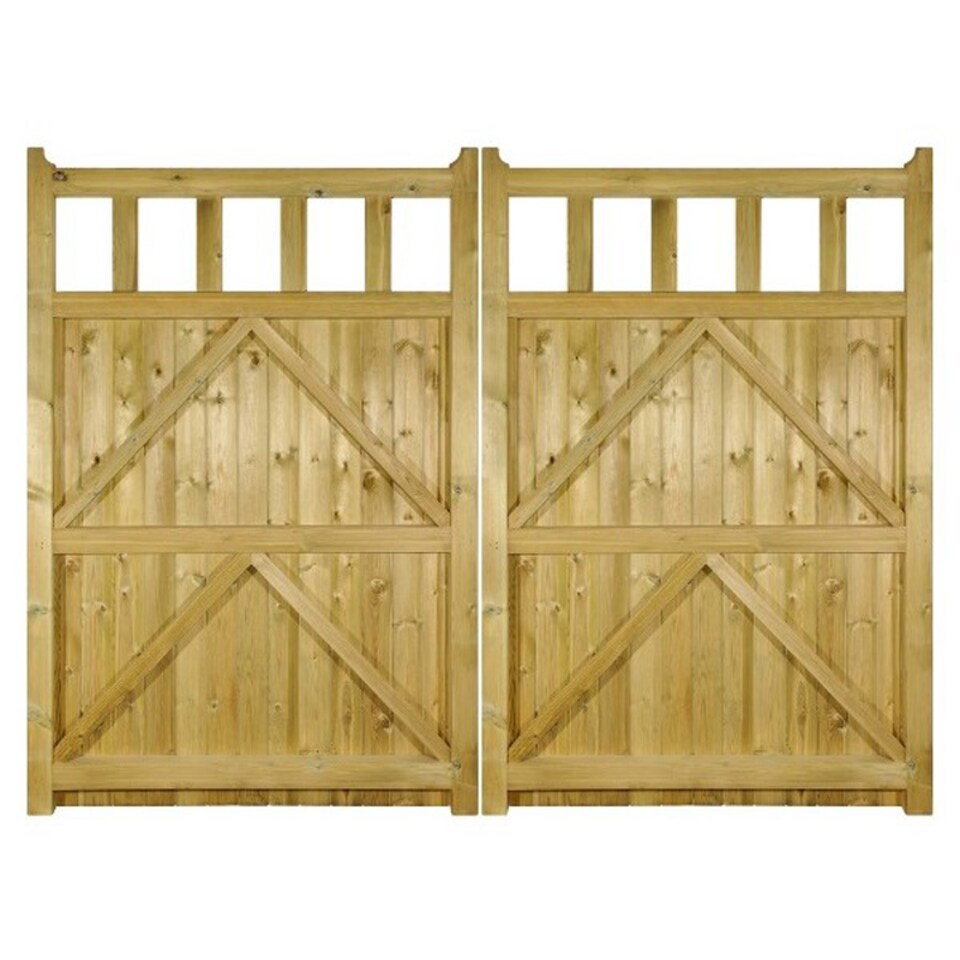 image 1 of Quorn Tall Double Garden Gate - Pressure Treated Scandinavian Redwood - W2700 x H1800 mm | Brown | 1