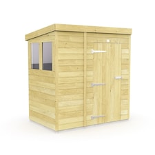 7 x 4 Feet Pent Security Shed - Double Door - Wood - L118 x W214 x H201 cm Brown