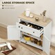 image 3 of HOMCOM Sideboard Storage Cabinet with Adjustable Shelf, Drawer, White White | Oak top, Black handles