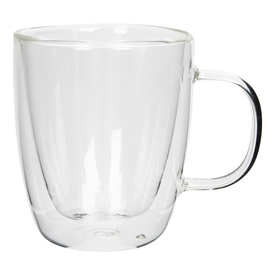 image 1 of Rink Drink Double-Walled Glass Coffee Cups Set - 386ml - Pack of 2 Clear