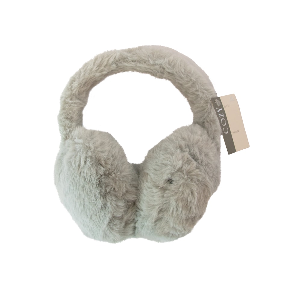 image 1 of Aroma Home Heatable Ear Muffs Grey Faux Fur