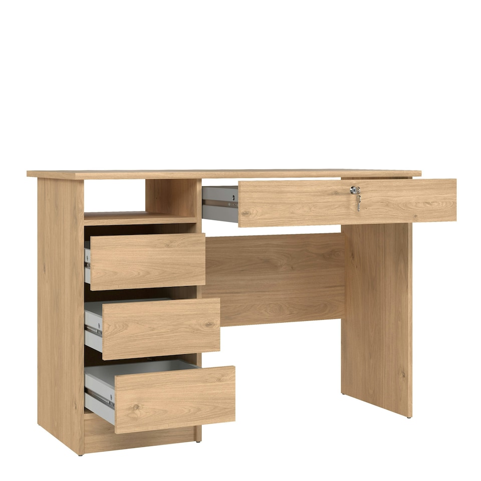image 1 of Function Plus 4 Drawer Desk Handleless Drawer in Jackson Hickory Oak