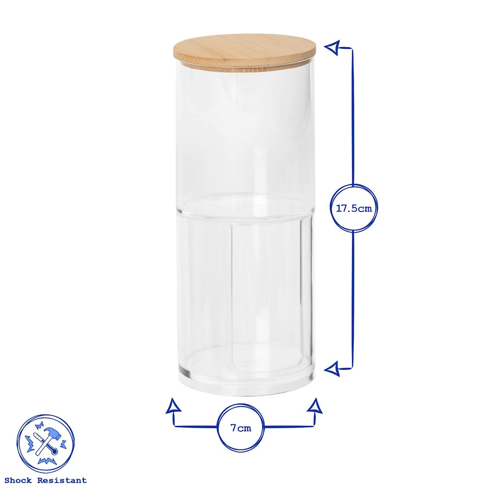 image 1 of Harbour Housewares Reusable Plastic Stacking Bathroom Canister with Bamboo Lid