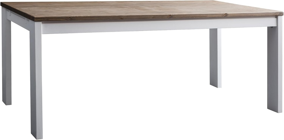 image 1 of Hever Dining Table in White & Dark Pine | White | 1