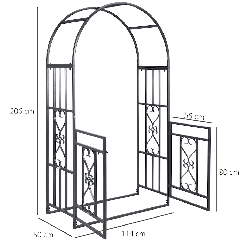 image 1 of Outsunny Metal Garden Arch with Double Gate, Garden Arbor Climbing Plants
