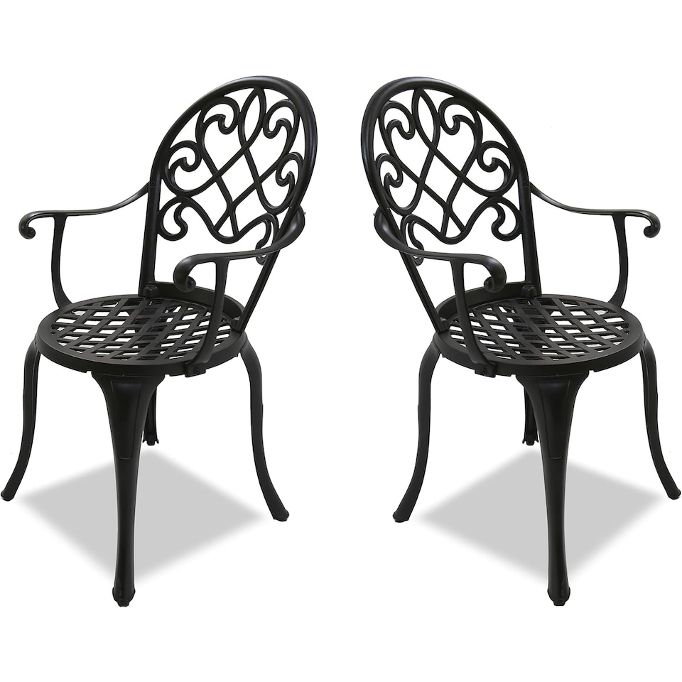 image 1 of Centurion Supports Prego 2-Large Garden and Patio Bistro Chairs with Armrests in Cast Aluminium Black