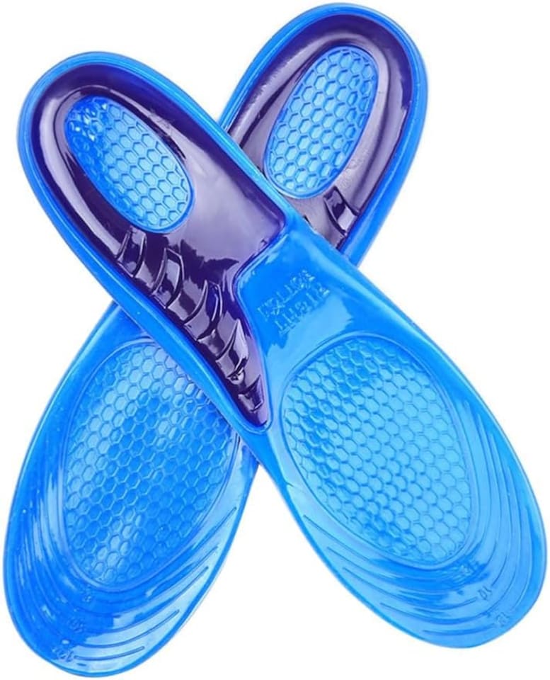 image 1 of Pair Men Gel Insoles 8-12 UK Size Cushioning Silicone Orthotic Shoe Insert Insole For Arch Heel Pain Comfort Support & Flat Feet