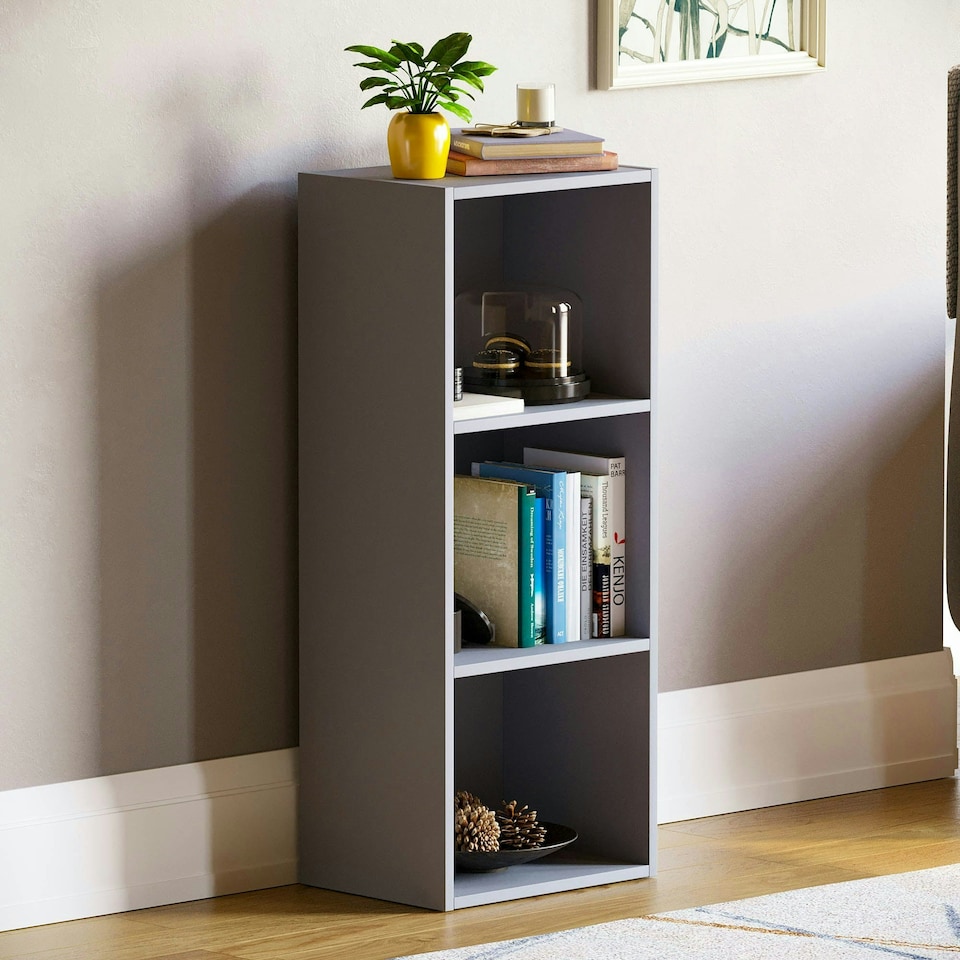 image 1 of Vida Designs Oxford 3 Tier Cube Bookcase Display Storage, Grey