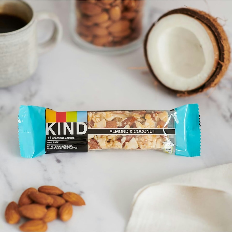 image 1 of KIND Bars, Gluten Free Snack Bars, Almond & Coconut, High Fibre, Healthy Snack, No Artificial Colours, Flavours or Preservatives, Multipack 12 x 40g