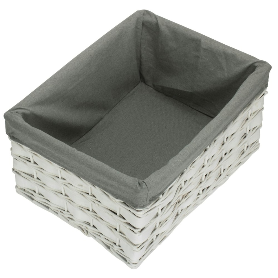 image 1 of White Grey LinedScandi Storage Basket with Grey Lining Grey | Grey | XL