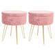 image 1 of Harbour Housewares Set Of 2 Pink Velvet Storage Footstools Round Gold Base Ottomans H45 x D36cm Elegant Feminine Seating Pink