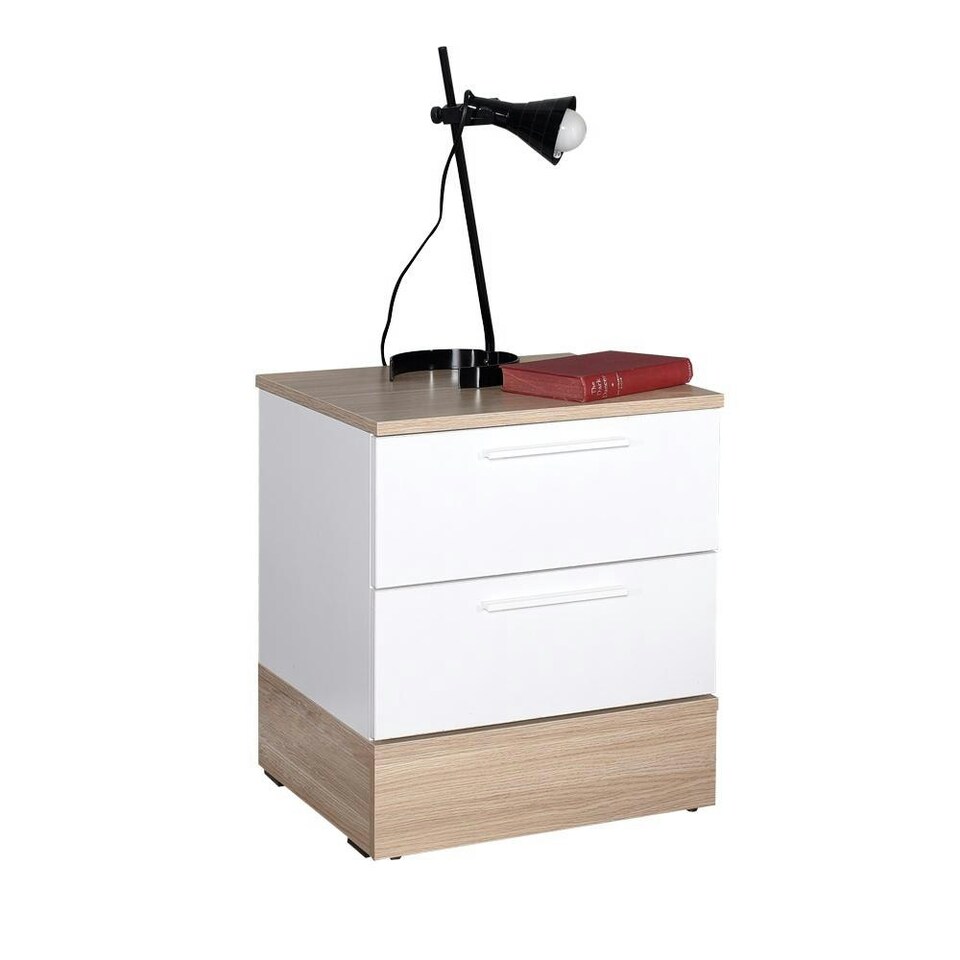 image 1 of Adore Teen White & Oak 2 Drawer Bedside Table Nightstand