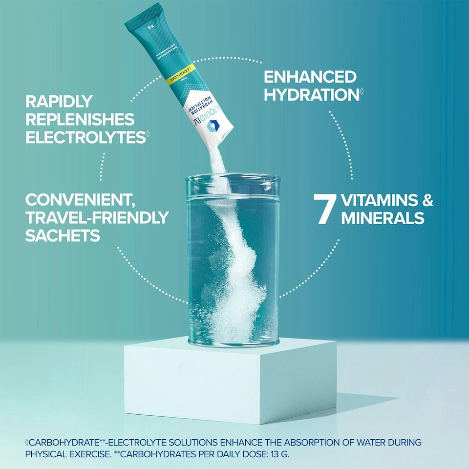 image 1 of Liquid I.V. Lemon Lime Hydration Multiplier Electrolyte Powder Mix, 15 Sachets