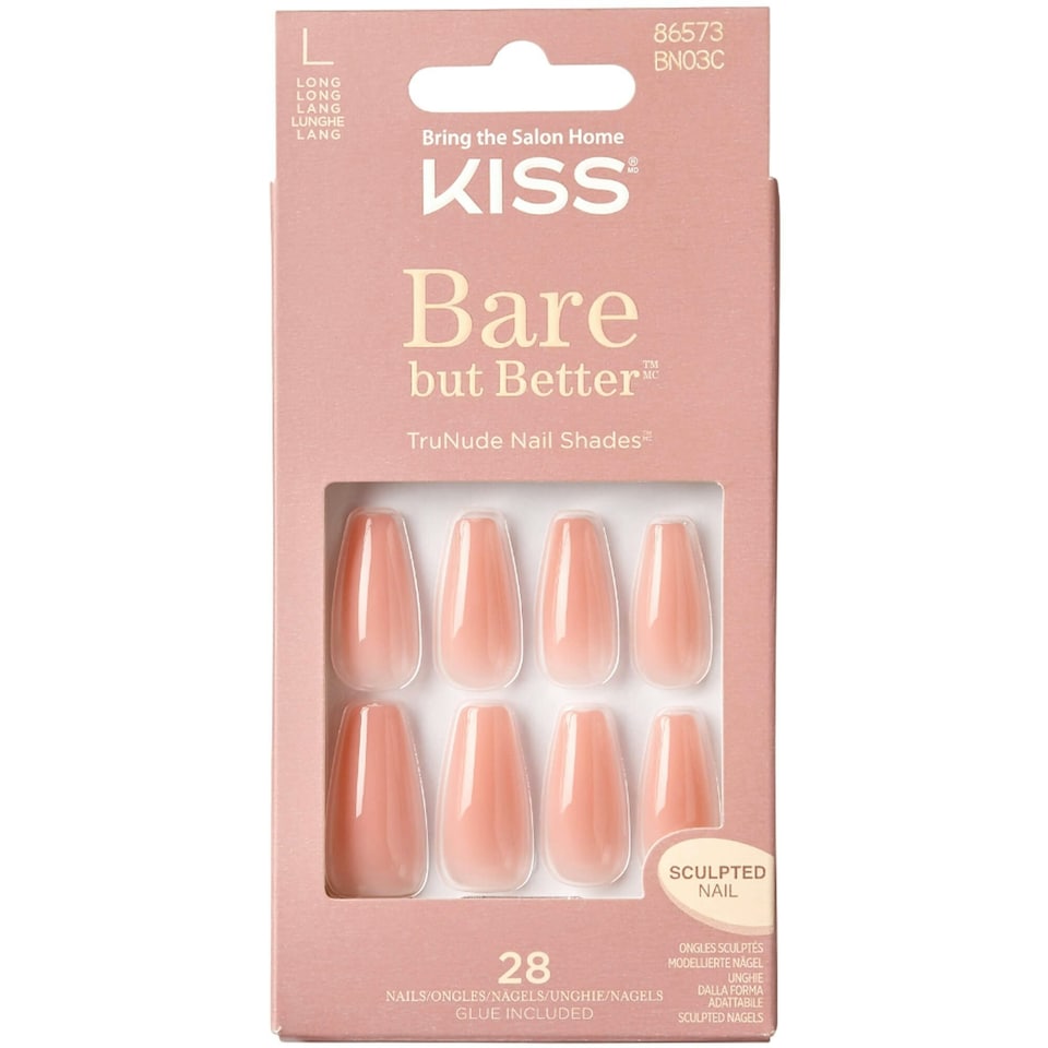 Kiss Bare But Better Nails Nude Glow (28 Nails & Adhesive 2g) Black