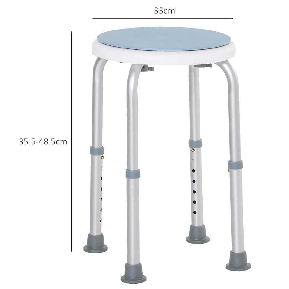 image 1 of HOMCOM 360 Degree Swivel Shower Stool w/ Non-Slip Feet for Disabled Blue