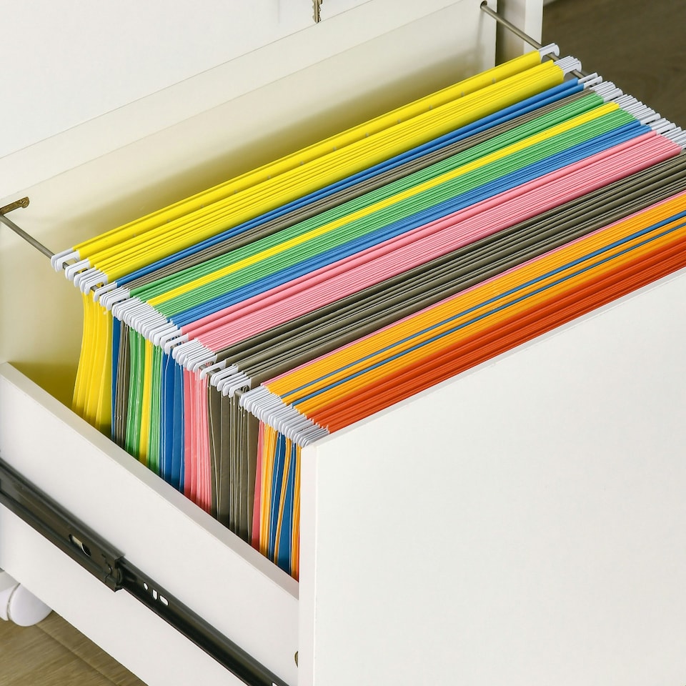 image 1 of Vinsetto Mobile Filing Cabinet Lockable File Cabinet Legal Size W/ Drawers White