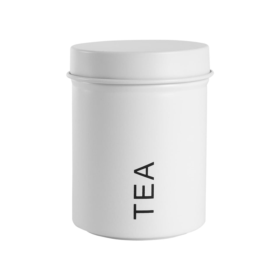 image 1 of Harbour Housewares Round Metal Kitchen Tea Canister - Matt White