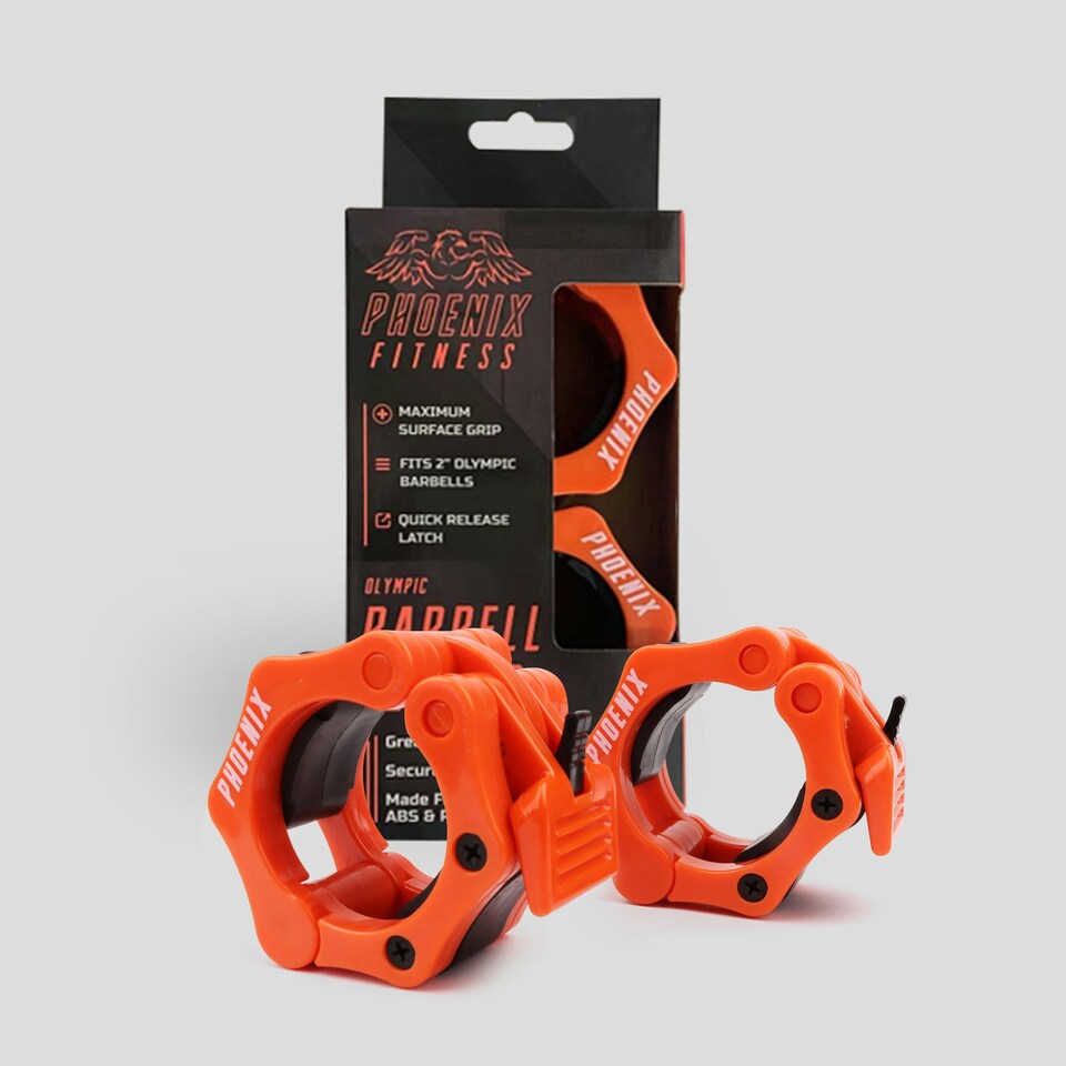 image 1 of Phoenix Fitness Barbell Clamps 2 inch Orange