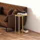 image 6 of HOMCOM C-Shaped Side Table, Modern Slim End Table with Tempered Glass Tabletop, Steel Frame for Small Space, Living Room, Bedroom, Gold Tone | Gold