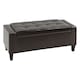 image 1 of HOMCOM 40x90cm PU Leather Storage Ottoman Bench Wood Frame w/ Tufting Feet Brown