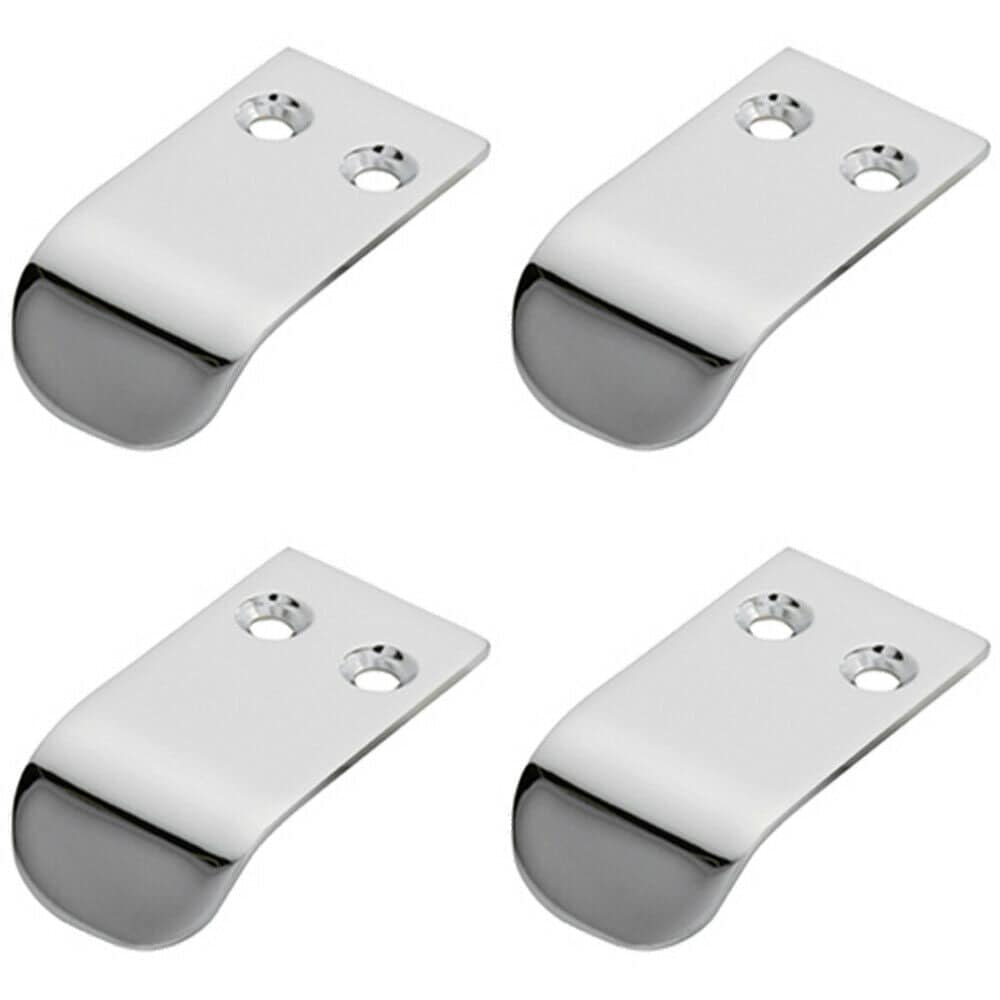 Loops 4x Semi Concealed Cabinet Finger Pull Handle 12mm Fixing Centres Polished Chrome