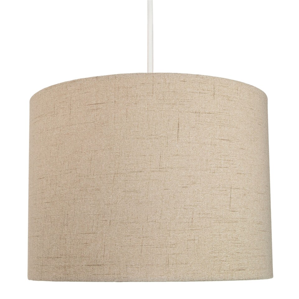 image 1 of Contemporary and Sleek Taupe Textured 10 Inch Linen Fabric Drum Lamp Shade 60w Max | Cream