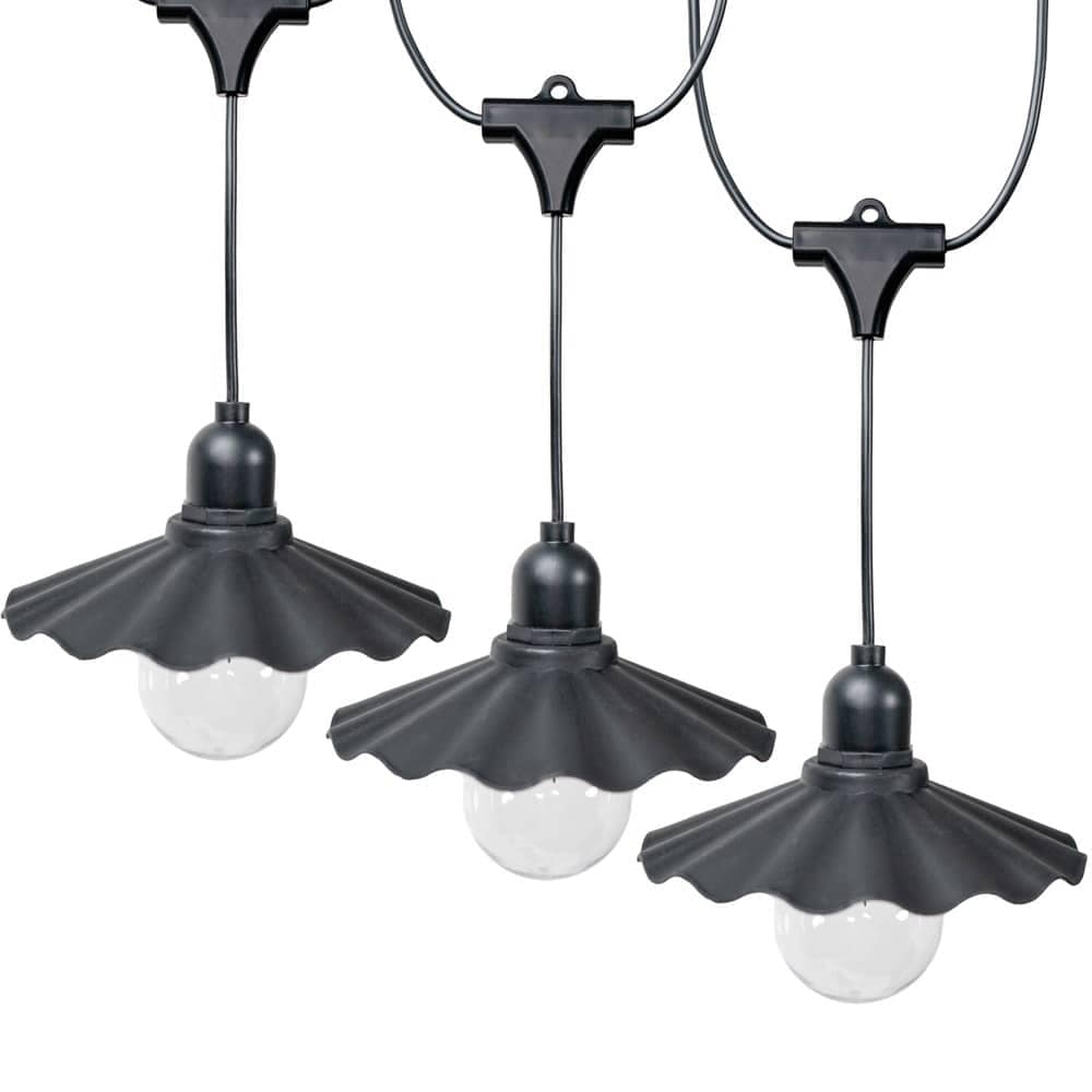 ValueLights 6 x Battery Operated Black Pleat Scallop LED Outdoor Garden String Lights | Black