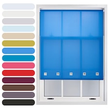 FURNISHED Roller Blinds Daylight Square Eyelet Light Filtering Easy Fit Trimmable Window Shade | Blue | Blue