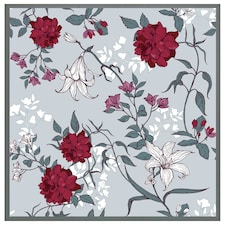 Red & white winter floral (Picutre Frame) Grey | M