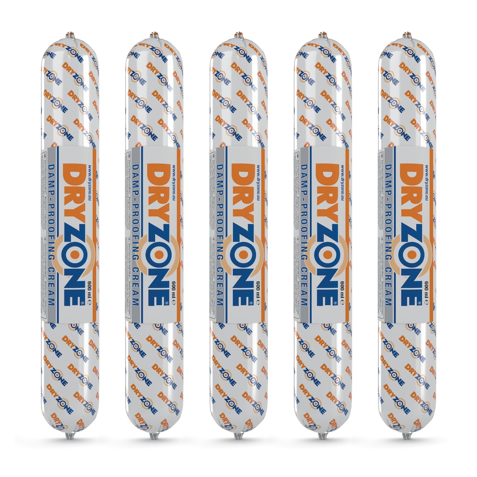 image 1 of Dryzone Damp Proofing Cream (DPC) - 5 x 600ml - High-strength Injection cream for rising damp treatment. BBA & WTA Approved