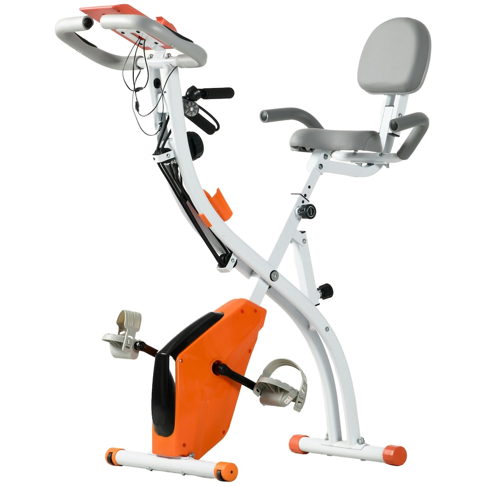 image 1 of HOMCOM 2-In-1 Folding Exercise Bike with 8-Level Magnetic Resistance Black