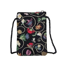 Signare Tapestry Smart Phone Crossbody Bag Black | Black
