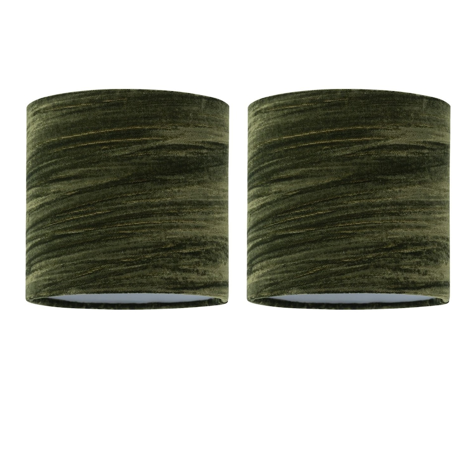 image 1 of Set of 2 Green Crushed Velvet 15.5cm Table Lamp Shades | Green | Small | 2