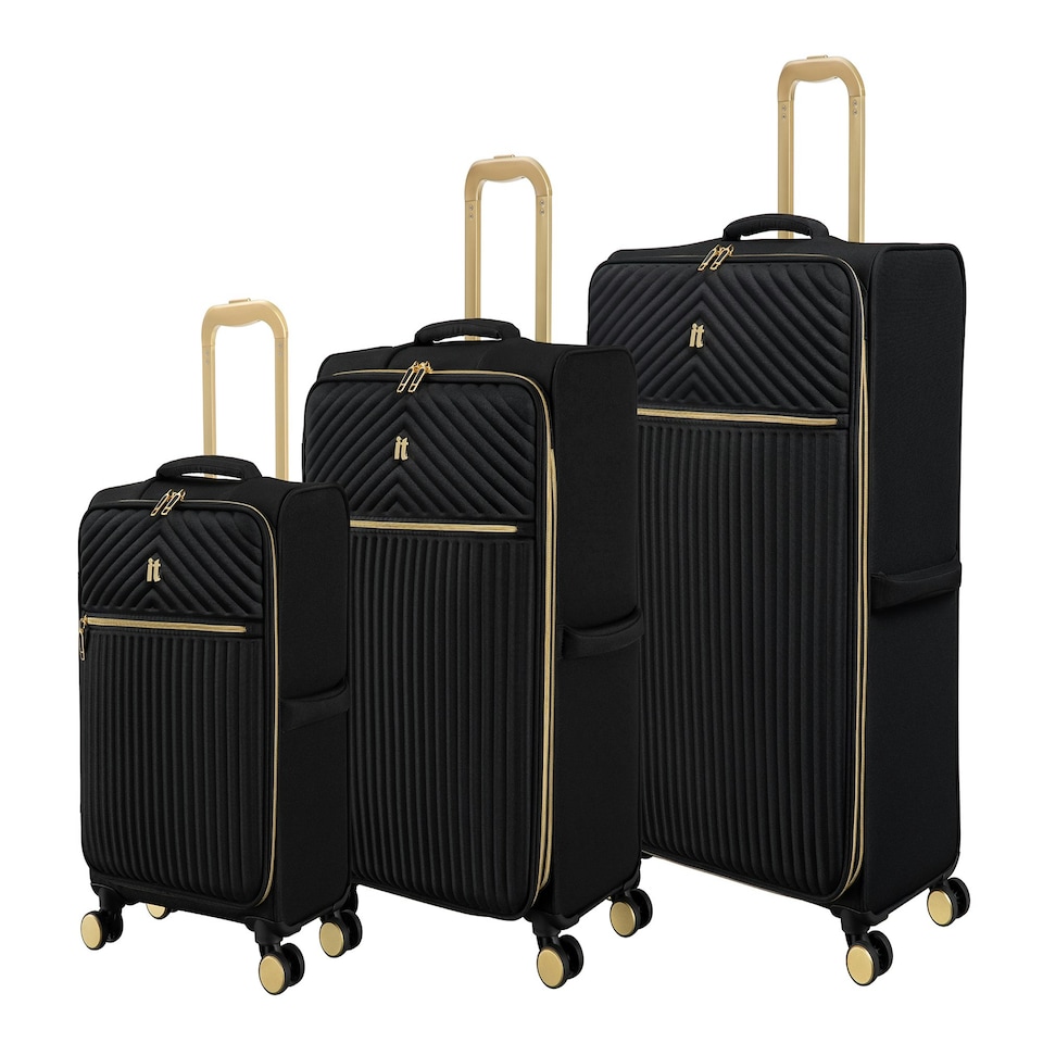 image 1 of IT Luggage Esplanade Black 3pc Suitcase Set Black