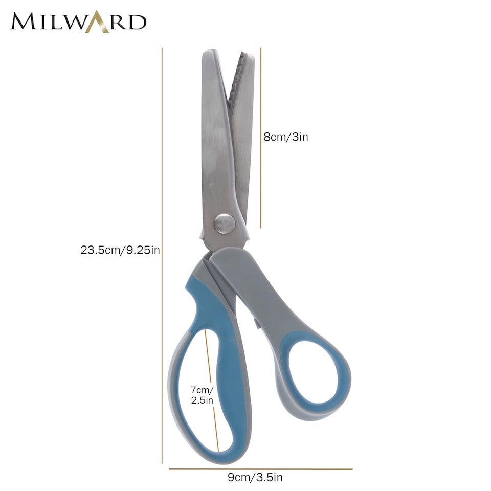image 1 of Milward Pinking Shears - 23.5cm/9.25in Soft-Grip Zigzag Fabric & Craft Scissors for Sewing, Quilting & Papercraft