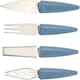 image 1 of CALITEK 4 Piece Cheese Knife Set with Stand Stainless Steel Blades Blue