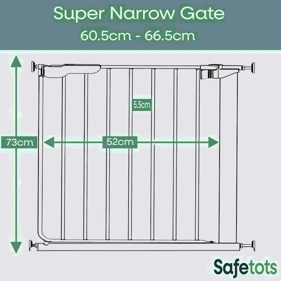 image 1 of Bettacare Super Narrow Pet Gate, White, 60.5cm - 66.5cm, Extra Narrow Dog Gate, Safety Barrier for Puppies and Pets