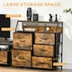 image 3 of HOMCOM Bedroom Chest of Drawers, Industrial 5 Fabric Drawer Dresser with Open Shelf for Living Room, Rustic Brown