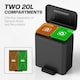 image 8 of HOMCOM 2 x 20L Double Rubbish Bin, Pedal Bin with Soft-Close Lid, Black Black | 40L