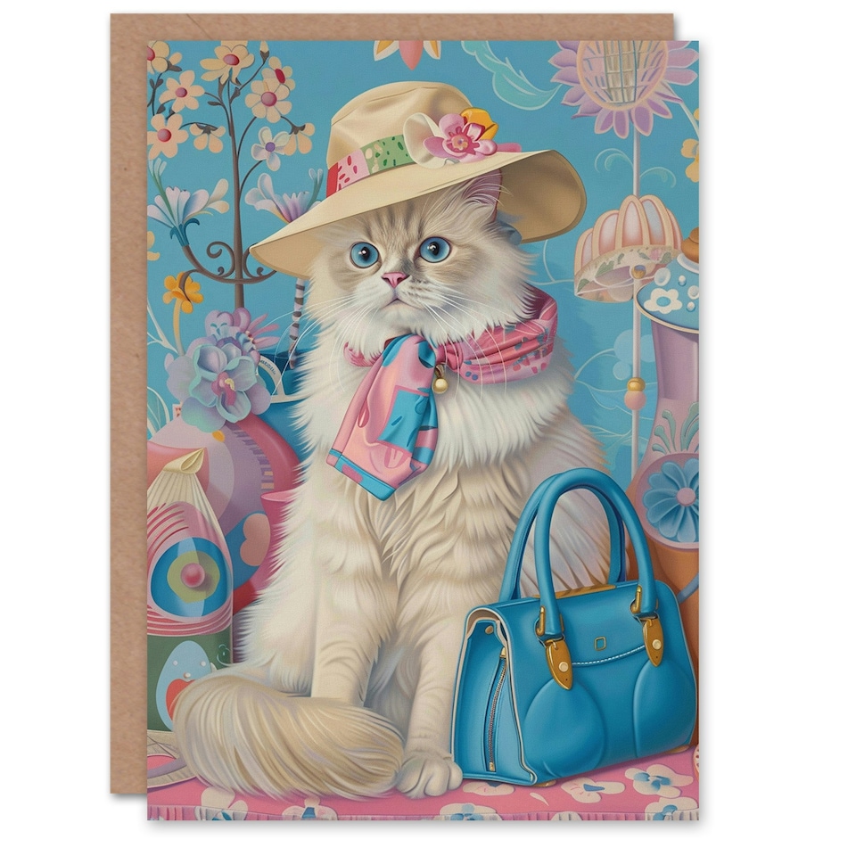 image 1 of Ragdoll Cat Pet Floral Fashion Accessories Her Birthday Card