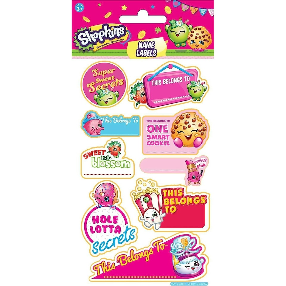Shopkins Characters Name Label Sticker - Multicoloured - One Size