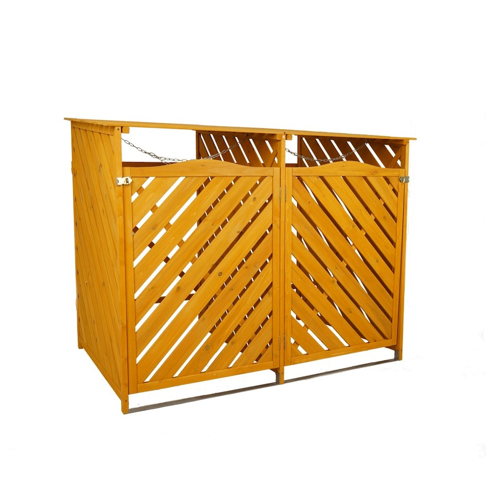 image 1 of Wooden Double Wheelie Bin Storage - Natural