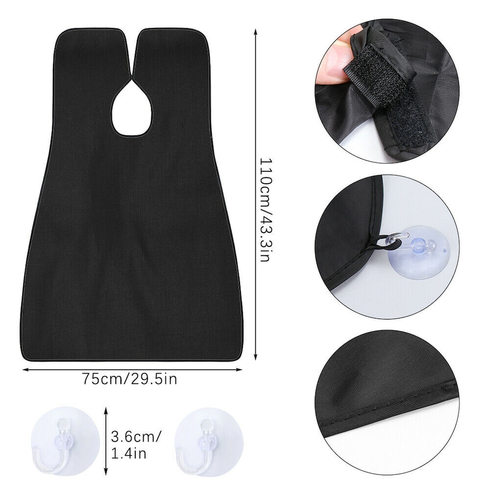 image 1 of Men's Beard Shaving Apron Facial Hair Trimming Bib with Suction Cups Waterproof Hair Catcher for Shaving Grooming & Sink Protection