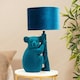 image 1 of ValueLights Teal Velvet Koala Bedside Table Lamp with a Drum Lampshade Animal Light - Bulb Included